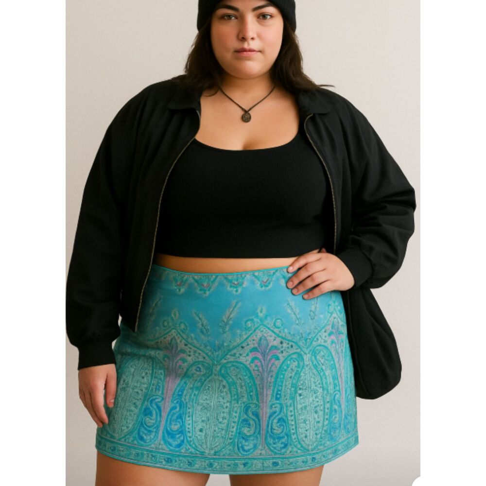 Y2K Paisley Blue Boho Skirt
